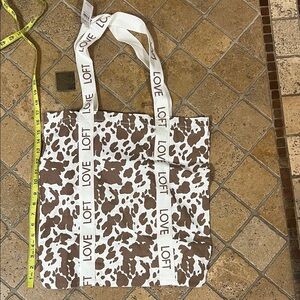 LOFT Brown and White Patterned Tote